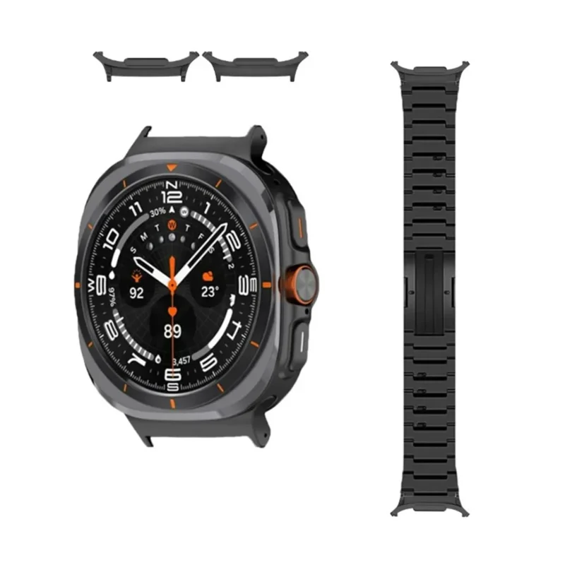 Watch Band for Samsung Galaxy Watch8 44mm / 40mm / Watch8 Classic 46mm Quick Release Side Sliding Buckle Titanium Alloy Strap - Black