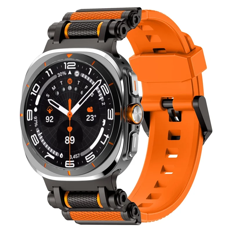 For Samsung Galaxy Watch Ultra 47mm Replacement Watch Band Gear Design TPU Strap - Black+Orange