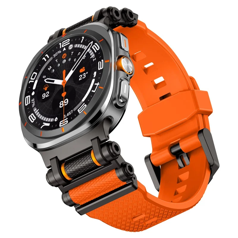 For Samsung Galaxy Watch Ultra 47mm Replacement Watch Band Gear Design TPU Strap - Black+Orange