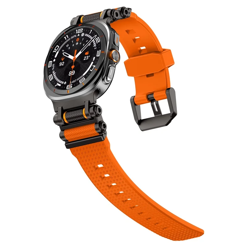 For Samsung Galaxy Watch Ultra 47mm Replacement Watch Band Gear Design TPU Strap - Black+Orange