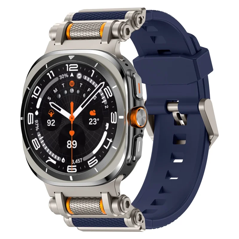 For Samsung Galaxy Watch Ultra 47mm Replacement Watch Band Gear Design TPU Strap - Titanium+Blue