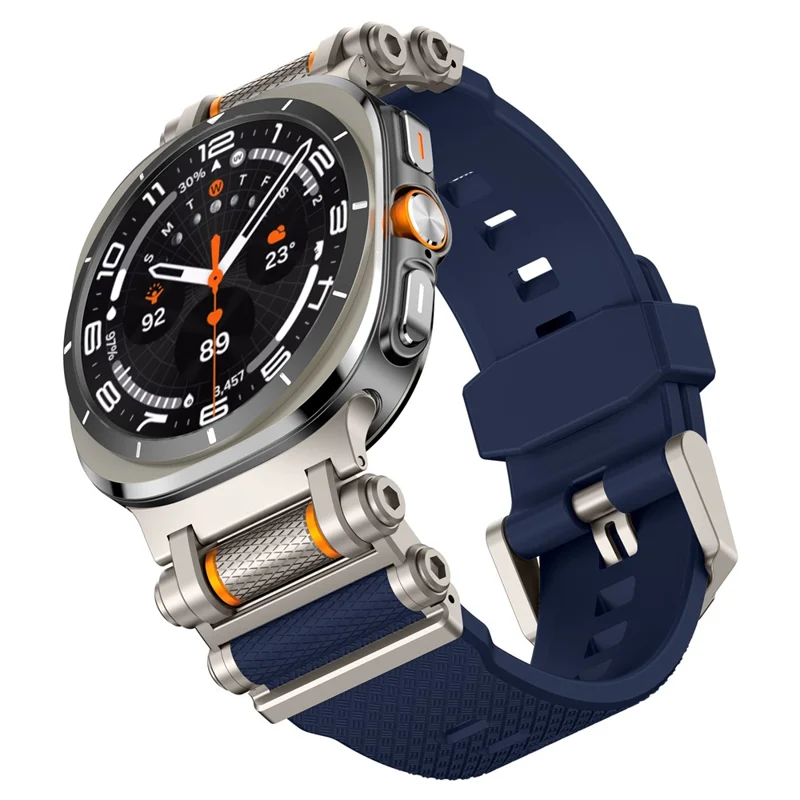 For Samsung Galaxy Watch Ultra 47mm Replacement Watch Band Gear Design TPU Strap - Titanium+Blue