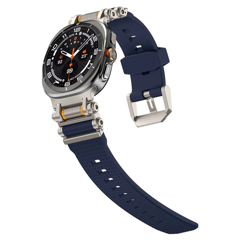 For Samsung Galaxy Watch Ultra 47mm Replacement Watch Band Gear Design TPU Strap - Titanium+Blue