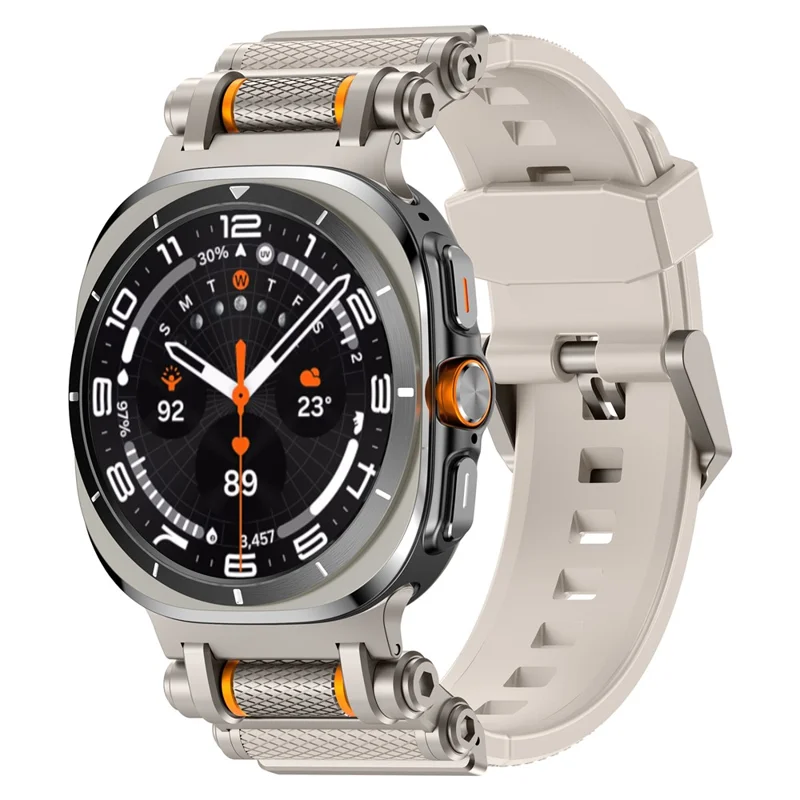 For Samsung Galaxy Watch Ultra 47mm Replacement Watch Band Gear Design TPU Strap - Titanium+Starlight