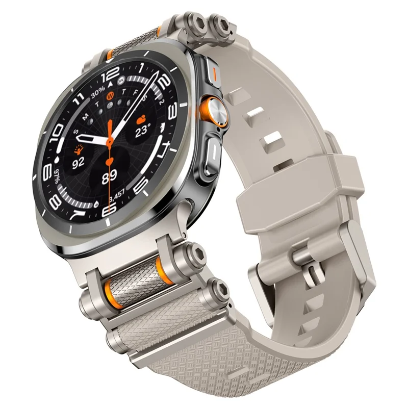 For Samsung Galaxy Watch Ultra 47mm Replacement Watch Band Gear Design TPU Strap - Titanium+Starlight