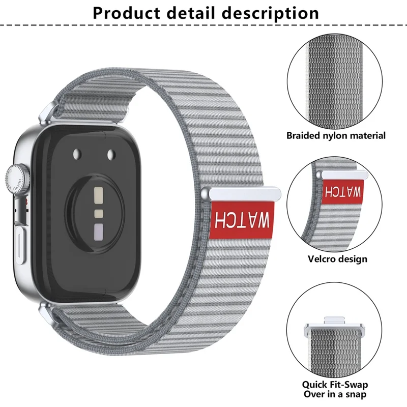 Pulseira KALEBOL para Huawei Watch Fit 4 Pro / Fit 4 / Fit 3 - Banda de Laço de Nylon Ajustável - Prata