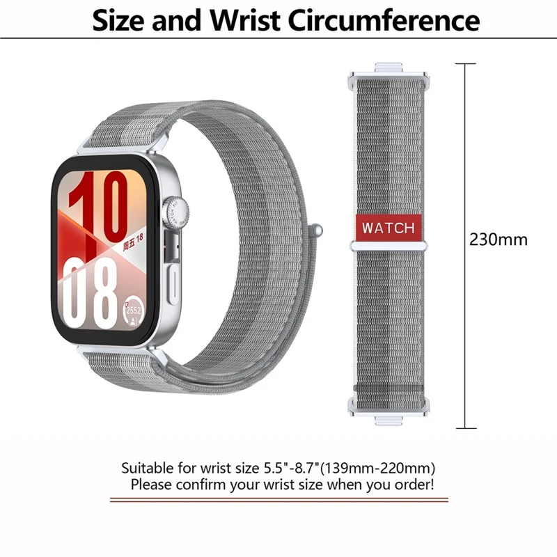 Pulseira KALEBOL para Huawei Watch Fit 4 Pro / Fit 4 / Fit 3 - Banda de Laço de Nylon Ajustável - Prata