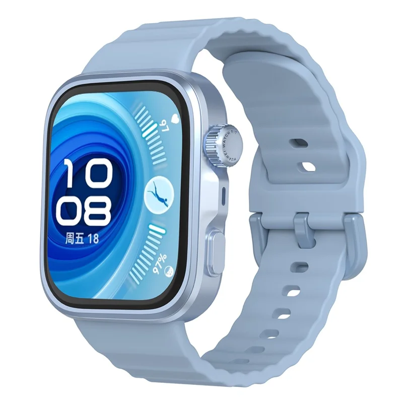 Pulseira de Silicone KALEBOL para Huawei Watch Fit 4 Pro / Fit 4 / Fit 3 Design de Ondas - Azul Bebê