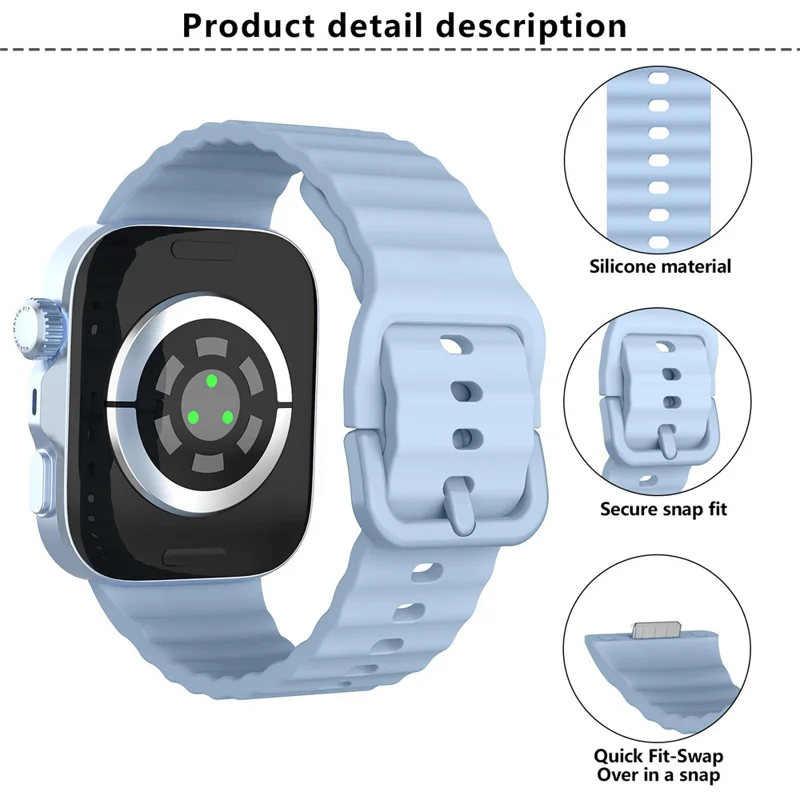 Pulseira de Silicone KALEBOL para Huawei Watch Fit 4 Pro / Fit 4 / Fit 3 Design de Ondas - Azul Bebê