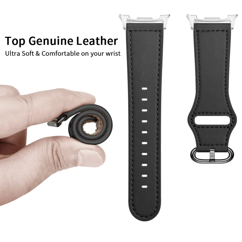 KALEBOL Ремешок для часов Samsung Galaxy Watch8 44 мм / 40 мм / Watch8 Classic 47 мм / 43 мм Натуральная кожа коровы - Черный