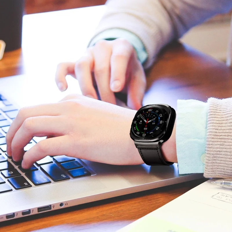 KALEBOL Ремешок для часов Samsung Galaxy Watch8 44 мм / 40 мм / Watch8 Classic 47 мм / 43 мм Натуральная кожа коровы - Черный