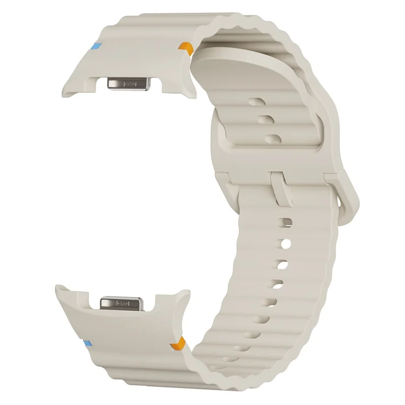KALEBOL Pulseira de Silicone para Samsung Galaxy Watch8 44mm / 40mm / Watch8 Classic 47mm Correia de Pulso em Forma de Onda - Bege