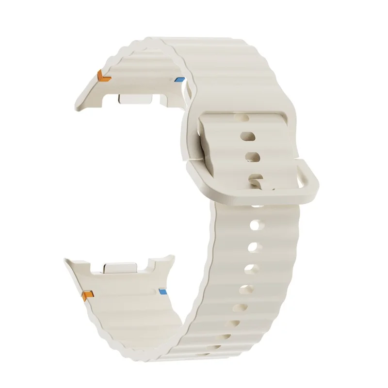 KALEBOL Pulseira de Silicone para Samsung Galaxy Watch8 44mm / 40mm / Watch8 Classic 47mm Correia de Pulso em Forma de Onda - Bege