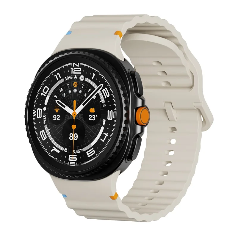 KALEBOL Pulseira de Silicone para Samsung Galaxy Watch8 44mm / 40mm / Watch8 Classic 47mm Correia de Pulso em Forma de Onda - Bege