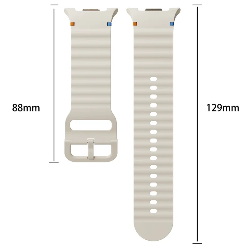 KALEBOL Pulseira de Silicone para Samsung Galaxy Watch8 44mm / 40mm / Watch8 Classic 47mm Correia de Pulso em Forma de Onda - Bege