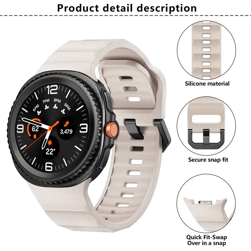 Pulseira KALEBOL para Samsung Galaxy Watch8 44mm / 40mm / Watch8 Classic 47mm em Formato de Onda de Silicone - Starlight