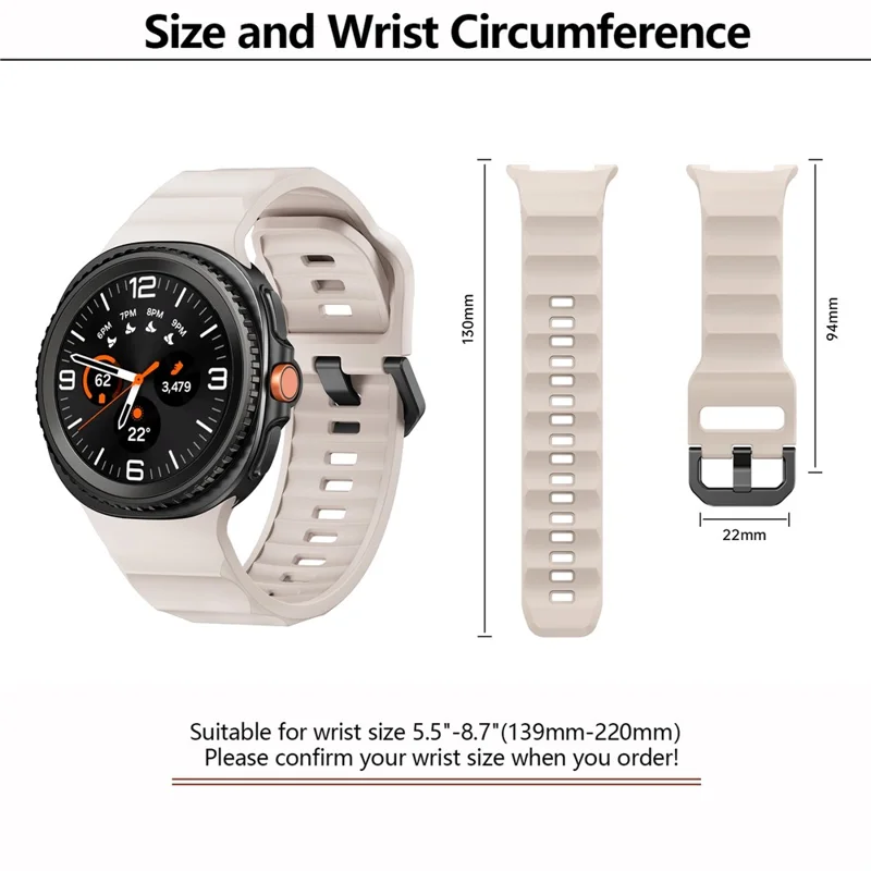 Pulseira KALEBOL para Samsung Galaxy Watch8 44mm / 40mm / Watch8 Classic 47mm em Formato de Onda de Silicone - Starlight