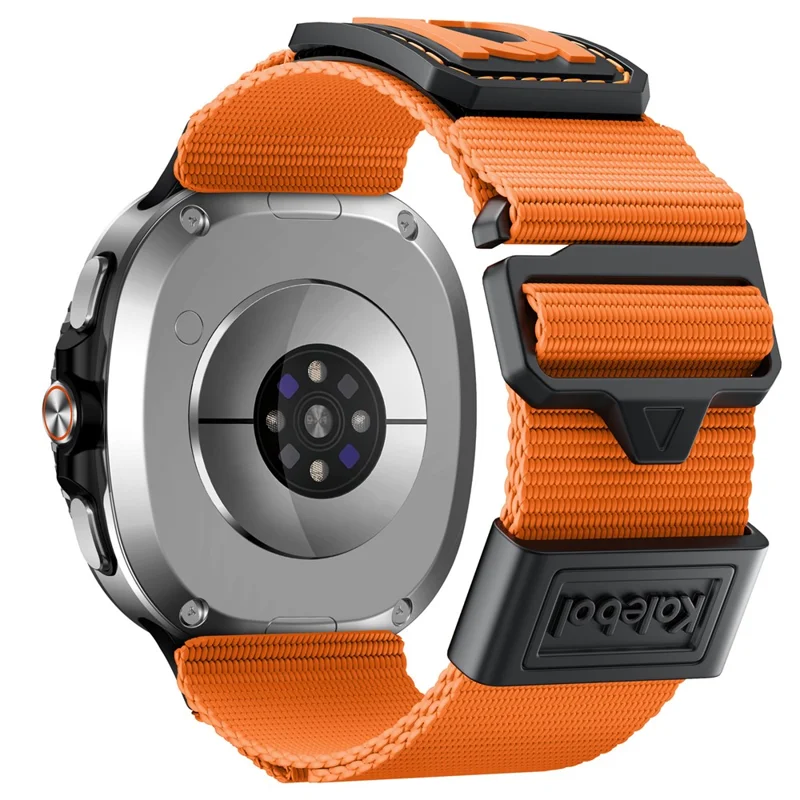 Pulseira KALEBOL de Nylon Trançado Esportiva para Samsung Galaxy Watch8 44mm / 40mm / Watch8 Classic 47mm / 43mm - Laranja