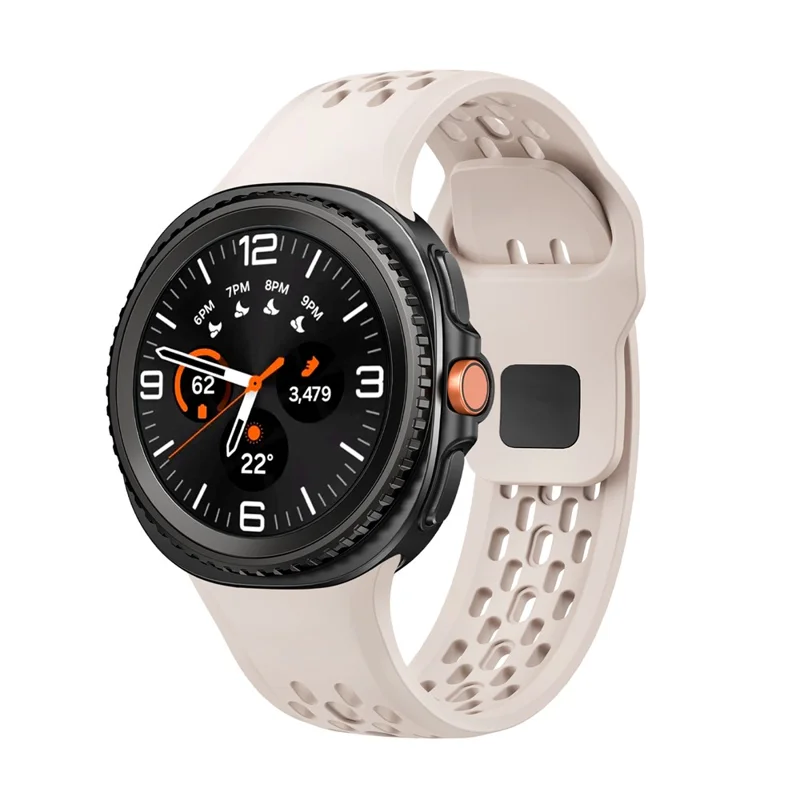 KALEBOL Pulseira de Reposição para Samsung Galaxy Watch8 44mm / 40mm / Watch8 Classic 47mm Design com Furos Pulseira de Silicone - Starlight
