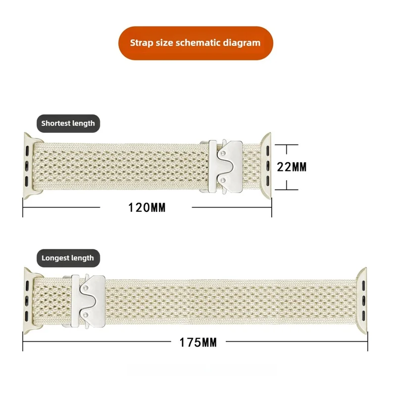 Watch Band for Apple Watch Series 10 Ultra 9 8 7 SE 6 5 4 3 2 1 46mm 49mm 45mm 44mm 42mm Parachute Buckle Nylon Strap - Starlight