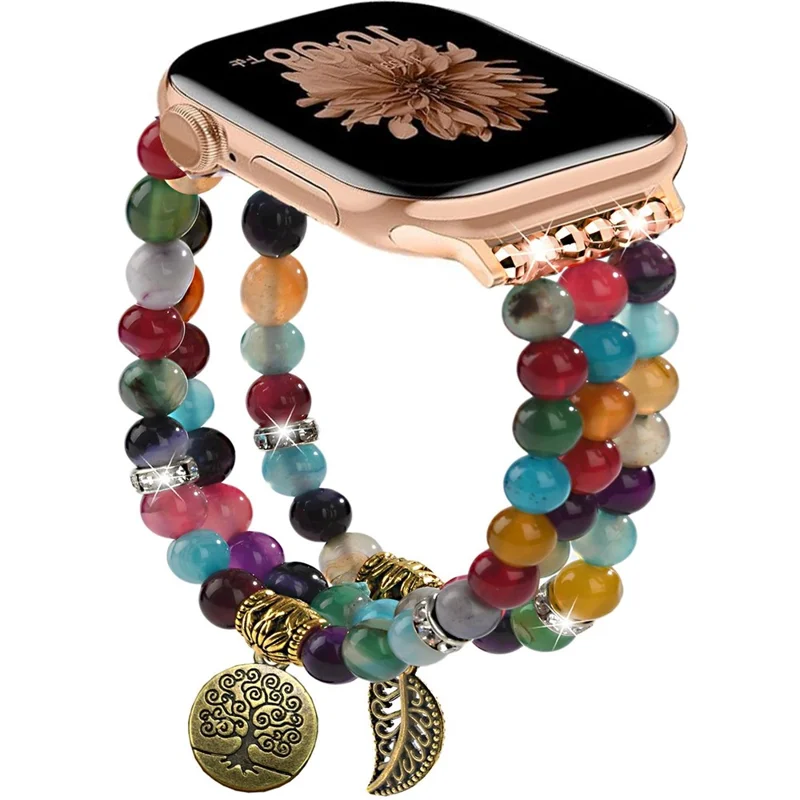 Watch Strap for Apple Watch Series 10 Ultra 9 8 7 SE 6 5 4 3 2 1 46mm 49mm 45mm 44mm 42mm Beaded Bracelet Wrist Band - Colorful