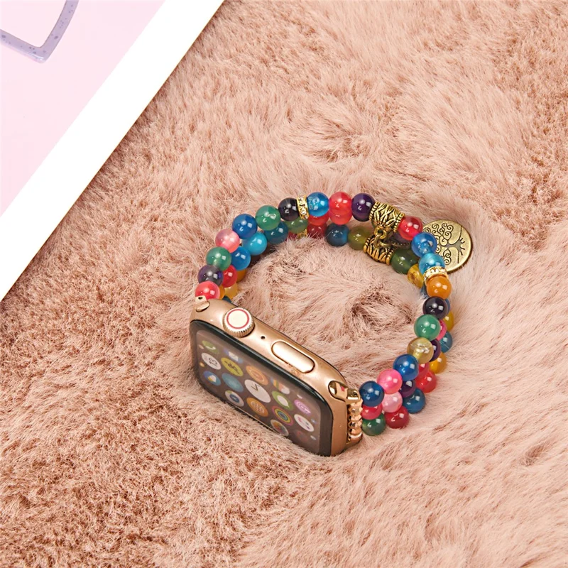 Watch Strap for Apple Watch Series 10 Ultra 9 8 7 SE 6 5 4 3 2 1 46mm 49mm 45mm 44mm 42mm Beaded Bracelet Wrist Band - Colorful