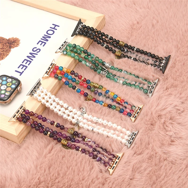 Watch Strap for Apple Watch Series 10 Ultra 9 8 7 SE 6 5 4 3 2 1 46mm 49mm 45mm 44mm 42mm Beaded Bracelet Wrist Band - Colorful