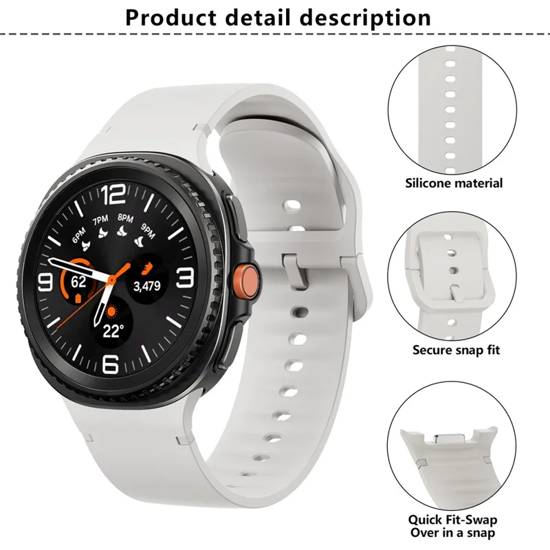 Pulseira de Silicone KALEBOL para Samsung Galaxy Watch8 44mm / 40mm / Watch8 Classic 47mm, Cor Sólida - Branco Marfim