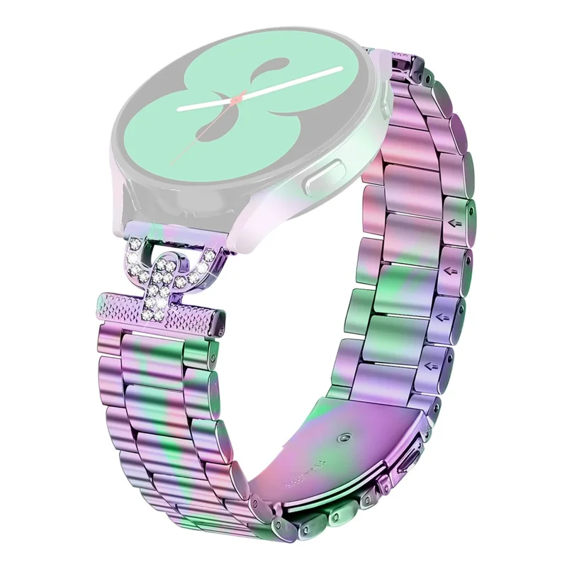 Bracelet de montre coloré pour Samsung Galaxy Watch Active - Bande en métal en forme de D avec strass décoratifs - Multicolore