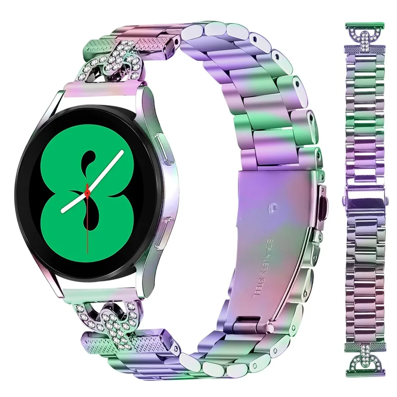 Bracelet de montre coloré pour Samsung Galaxy Watch Active - Bande en métal en forme de D avec strass décoratifs - Multicolore