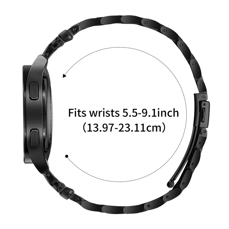Colored Watch Strap for Garmin Forerunner 55 / Venu Metal Band D-Shape Rhinestones Decor - Black