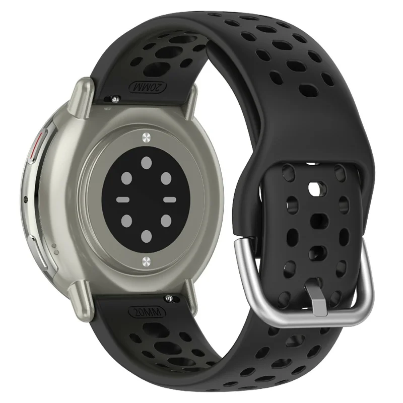 For Huami Amazfit Active 2 Square (A2434) Watch Band Holes Design Breathable Silicone Strap - Black