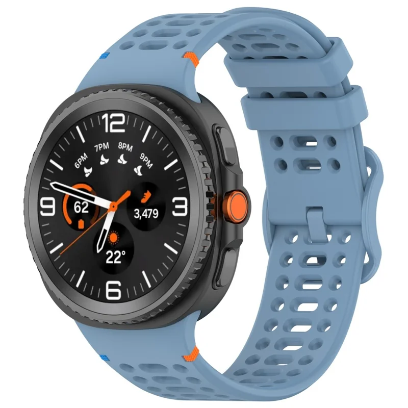 Ремешок для Samsung Galaxy Watch8 44мм / 40мм / Watch8 Classic 46мм с дизайном отверстий, дышащий силиконовый ремешок - Синий