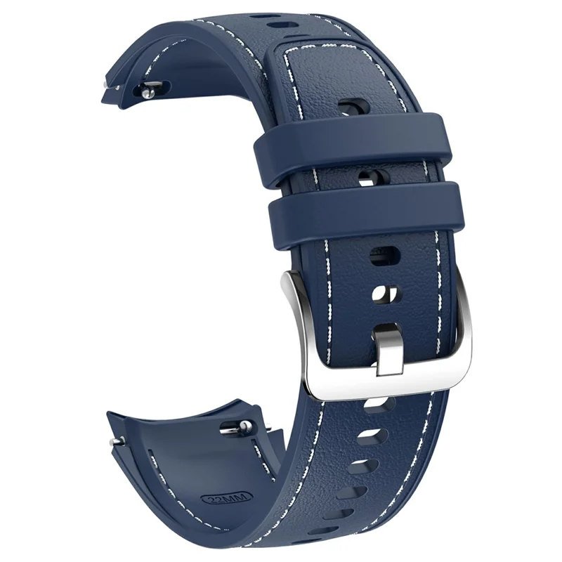 For Oppo Watch X2 Smartwatch Band Stitched Line Design Adjustable Silicone Strap + Watch Case - Midnight Blue