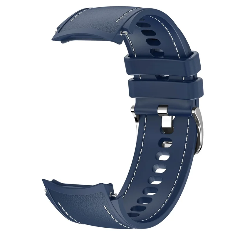 For Oppo Watch X2 Smartwatch Band Stitched Line Design Adjustable Silicone Strap + Watch Case - Midnight Blue