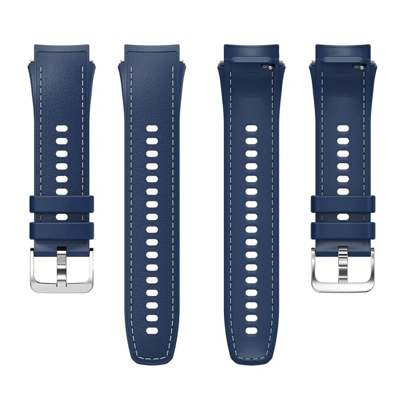 For Oppo Watch X2 Smartwatch Band Stitched Line Design Adjustable Silicone Strap + Watch Case - Midnight Blue
