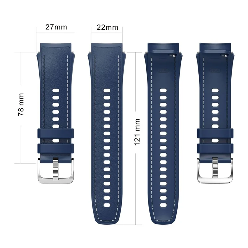 For Oppo Watch X2 Smartwatch Band Stitched Line Design Adjustable Silicone Strap + Watch Case - Midnight Blue