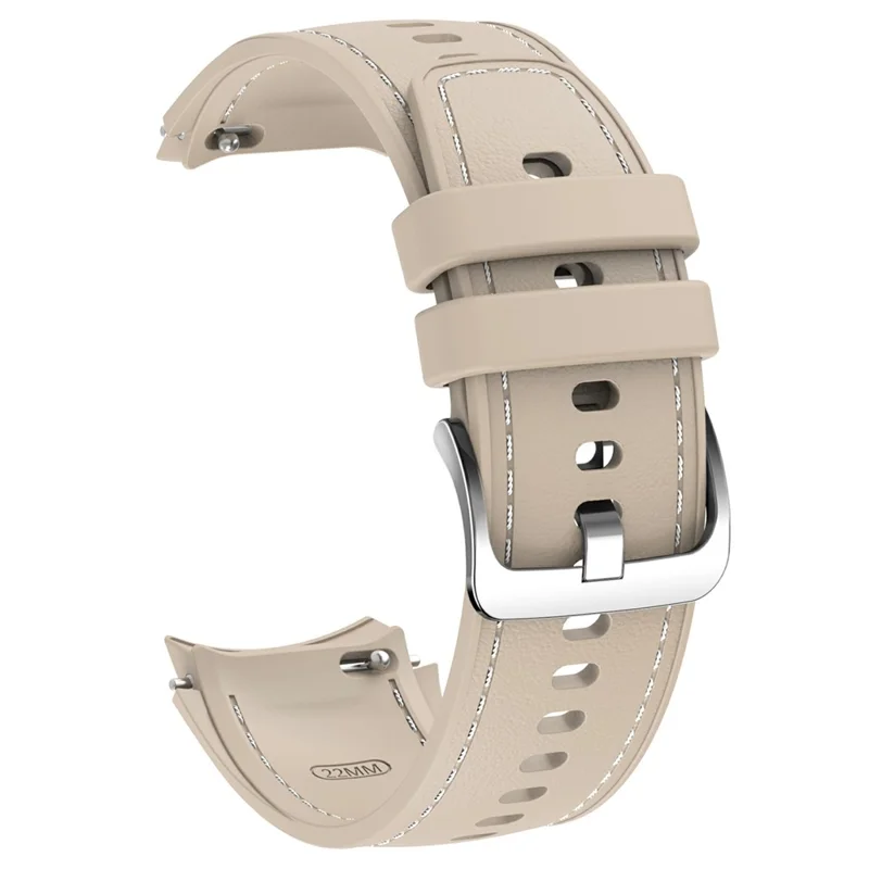 For Oppo Watch X2 Smartwatch Band Stitched Line Design Adjustable Silicone Strap + Watch Case - Khaki
