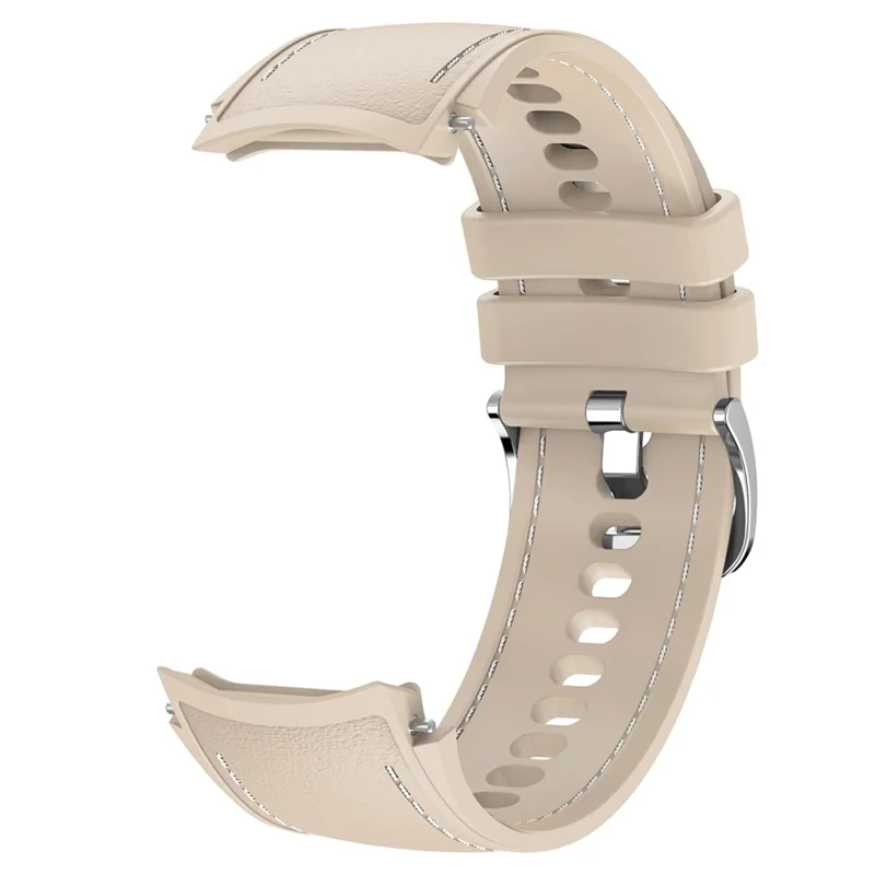 For Oppo Watch X2 Smartwatch Band Stitched Line Design Adjustable Silicone Strap + Watch Case - Khaki