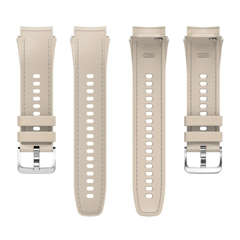 For Oppo Watch X2 Smartwatch Band Stitched Line Design Adjustable Silicone Strap + Watch Case - Khaki