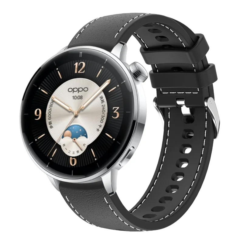 Für Huawei Watch GT 5 41mm Smartwatch Band 18mm Gepolstertes Liniendesign Verstellbares Silikon Armband - Schwarz