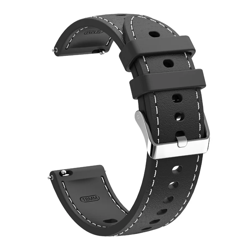 Für Huawei Watch GT 5 41mm Smartwatch Band 18mm Gepolstertes Liniendesign Verstellbares Silikon Armband - Schwarz