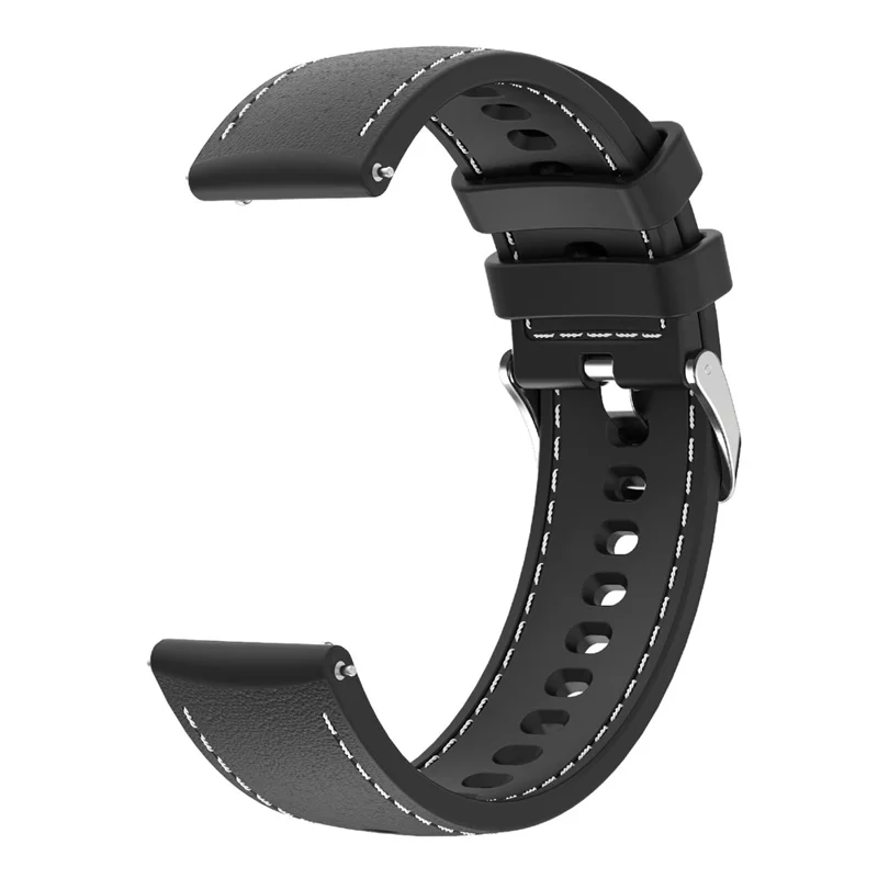 Für Huawei Watch GT 5 41mm Smartwatch Band 18mm Gepolstertes Liniendesign Verstellbares Silikon Armband - Schwarz