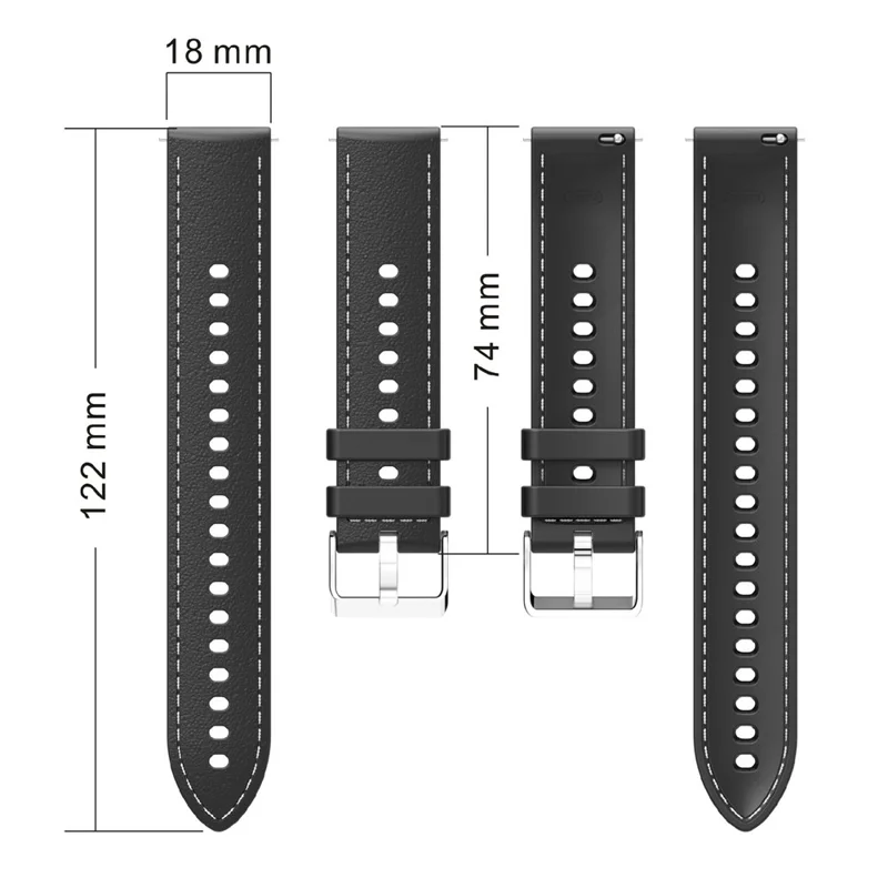 Für Huawei Watch GT 5 41mm Smartwatch Band 18mm Gepolstertes Liniendesign Verstellbares Silikon Armband - Schwarz