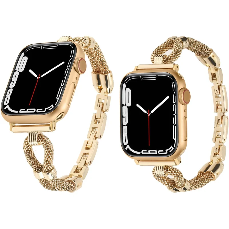 Wrist Strap for Apple Watch Series 10 Ultra 9 8 7 SE 6 5 4 3 2 1 46mm 49mm 45mm 44mm 42mm Copper Chain Metal Watch Band - Gold