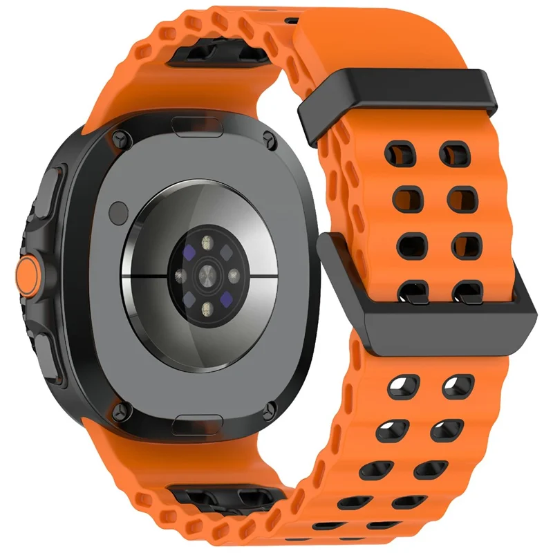 Силиконовый ремешок для Samsung Galaxy Watch8 44мм / 40мм / Watch8 Classic 46мм двухцветный сменный – Оранжевый / Черный