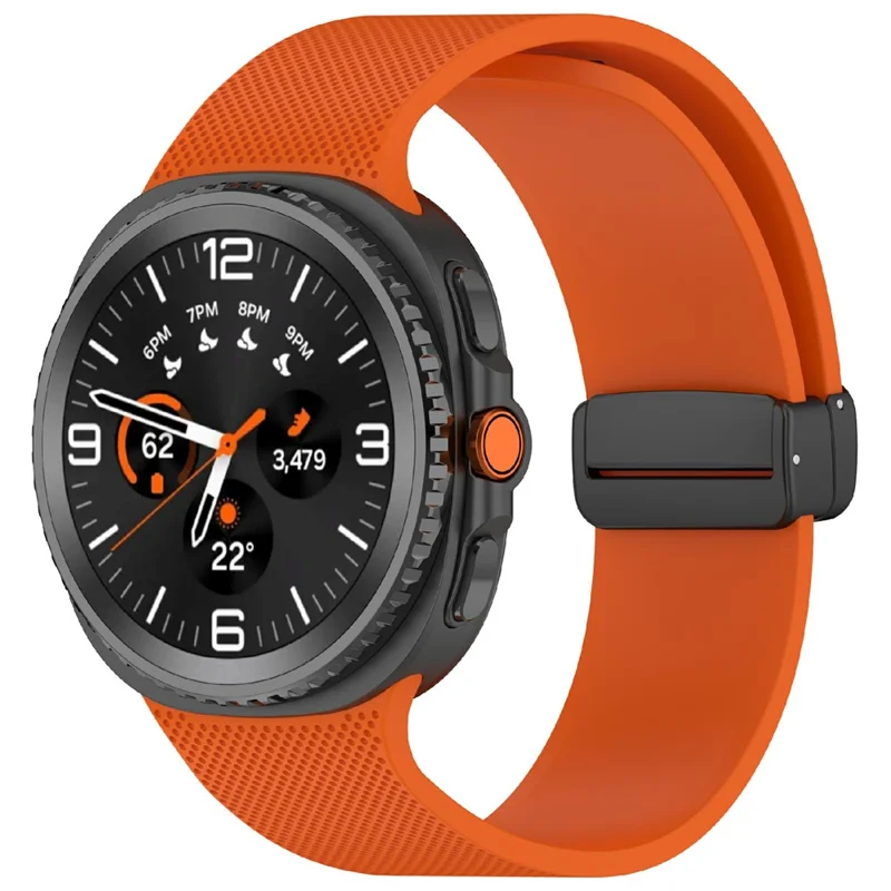 Watch Band for Samsung Galaxy Watch8 44mm / 40mm / Watch8 Classic 46mm Magnetic Buckle Silicone Strap - Orange