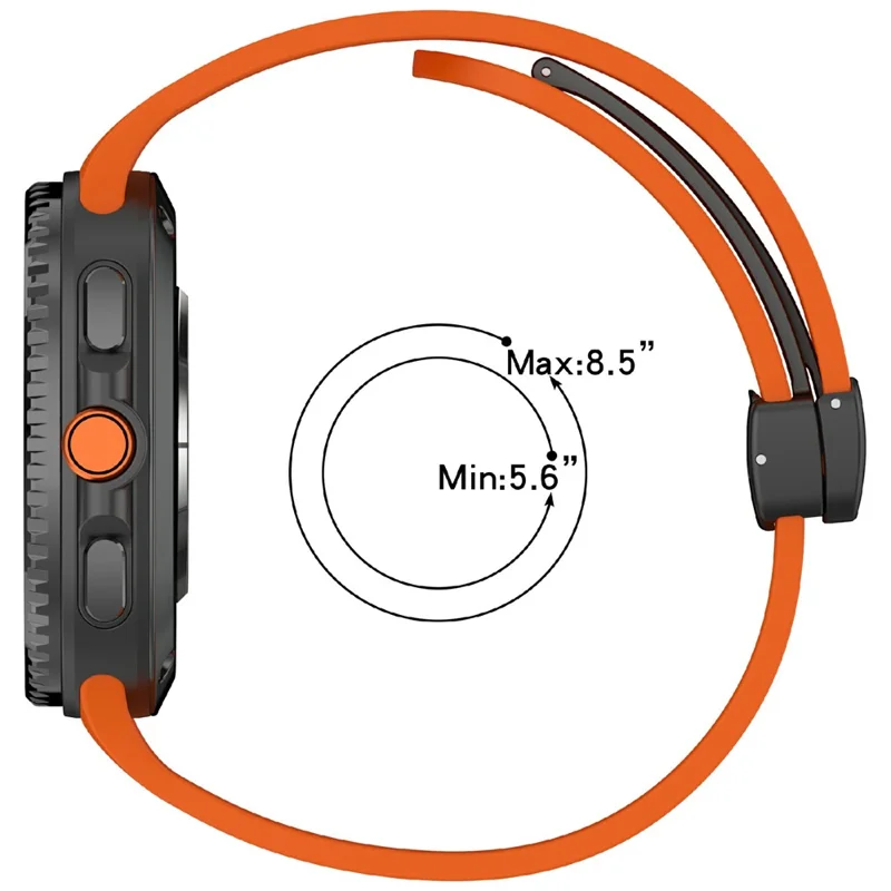 Watch Band for Samsung Galaxy Watch8 44mm / 40mm / Watch8 Classic 46mm Magnetic Buckle Silicone Strap - Orange