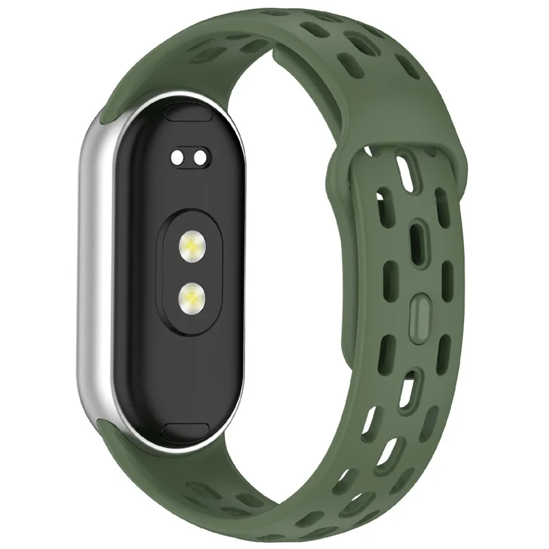 Watch Band for Xiaomi Smart Band 10 / 9 / 8 Holes Design Adjustable TPU Strap - Dark Green
