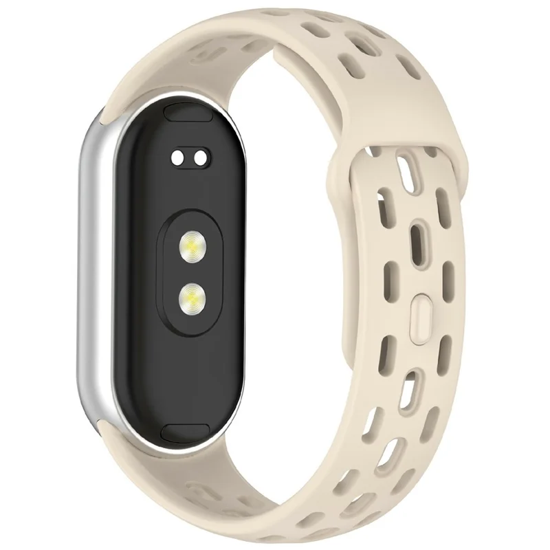 Watch Band for Xiaomi Smart Band 10 / 9 / 8 Holes Design Adjustable TPU Strap - Ivory White